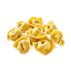 Delicious golden tortellini pasta Italian food recipe cooking isolated on transparent background cutout