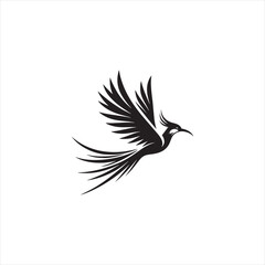 Obraz premium Majestic Greater Bird-of-Paradise Silhouette Vector Art – Exotic Tropical Bird with Flowing Tail Plumes, Minimal Black Outline Perfect for Wildlife Themes, Nature Logos, and Decorative Ornamental Prin