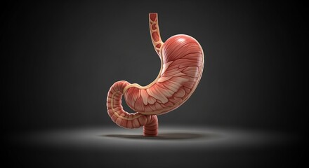 Fototapeta premium Anatomical Stomach Illustration Light Pink and Beige on Dark Background