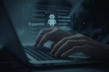 Businessman working on his laptop, typing on the keyboard