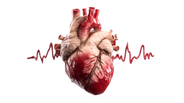 Human Heart Anatomy with Pulsing Heartbeat Line