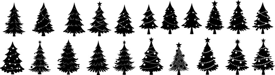 Obraz premium Christmas tree Silhouette Vector illustration 