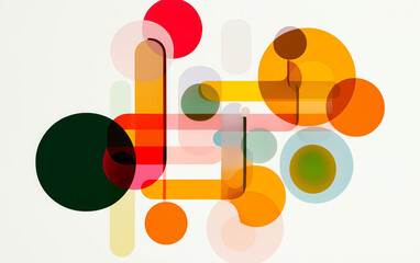 Vibrant modern abstract geometric design with translucent overlapping shapes and circles