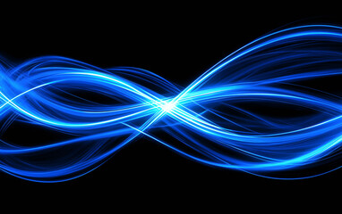 Vibrant blue wavy glowing lines futuristic technology background abstract design
