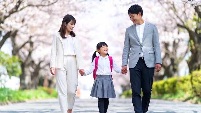 桜の咲く頃1年生・親子で入学式