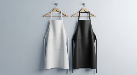 White and black aprons, apron mockup, clean apron