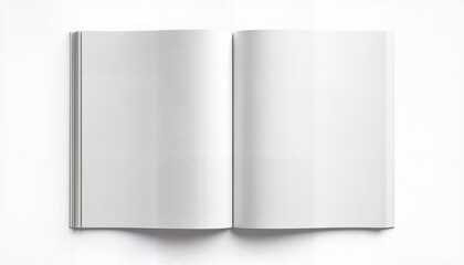 Open blank book on white background with empty pages  