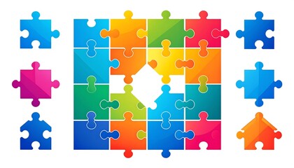 Naklejka premium Colorful puzzle pieces graphic illustration