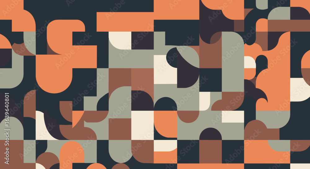 Aufkleber dynamic abstract geometry patterns in earthy tones digital art modern design flat layout aesthetic c