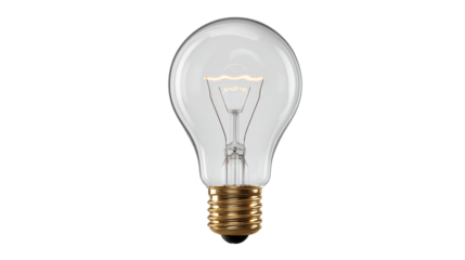 Incandescent Light Bulb With Glowing Filament and Gold Base
