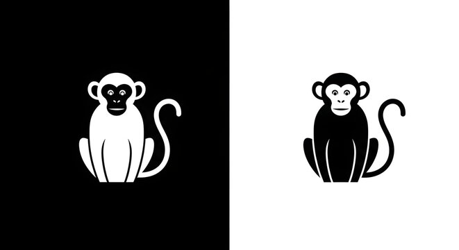 Black and White Monkey Icon