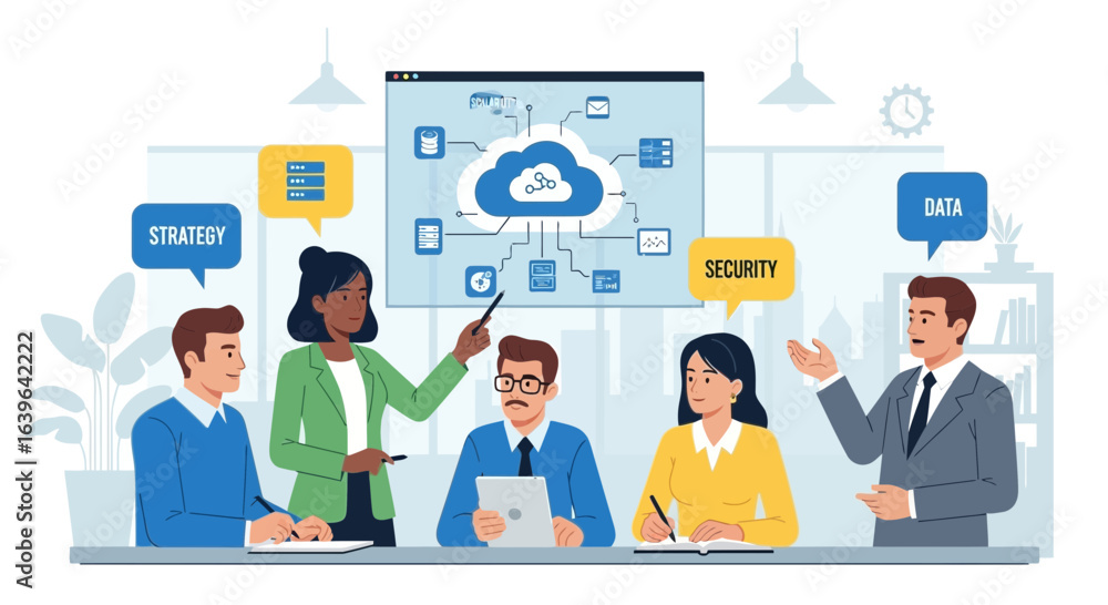 Poster cloud computing strategy meeting for data security and digital transformation