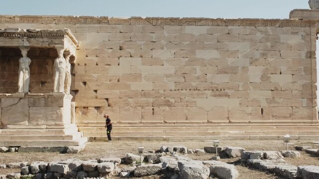 Ancient Temple of Athena Nike under Bright Summer Sky in Athens