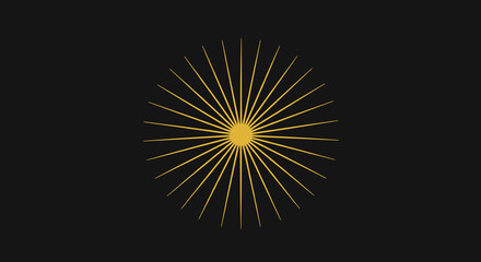 Radiant sunburst graphic design concept digital art abstract background minimalist style illuminating lines. Vector illustration