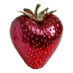 Transparent Red Strawberry with Golden Leaves Design