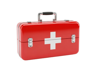 Obraz premium 3d red first aid kit with white cross