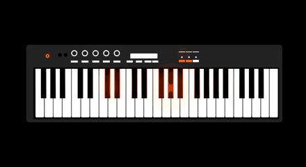 Fototapeta premium Creating melodic beats on a midi keyboard home studio digital music content modern environment creative viewpoint. Vector illustration