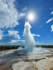 Strokkur geyser in the southwest part of Iceland Nordic island country