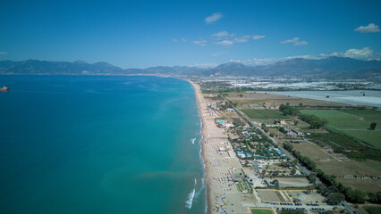 Battipaglia, a town adjacent to the capital city of Salerno, in southern Italy. Drone footage of...