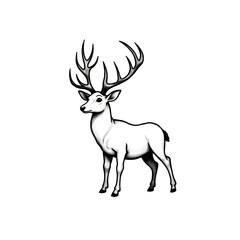 Obraz premium Majestic Stag: The illustration showcases a majestic stag with impressive antlers, presented in a clean, minimalist style. A symbol of strength and nature's beauty, perfect for design projects.