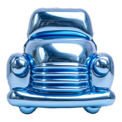Glossy Blue Retro Car Design on Transparent Background