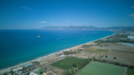 Battipaglia, a town adjacent to the capital city of Salerno, in southern Italy. Drone footage of...