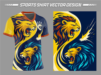 Lion Head Sports Jersey Design – Dynamic Dual Color Roaring Lions with Modern Vector Graphics
