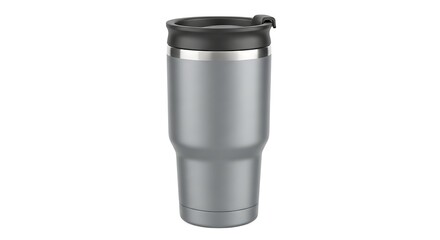 Stainless Steel Travel Mug Isolated on Pure White Background