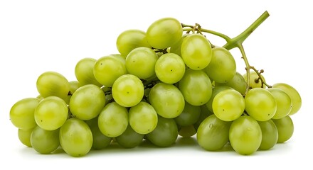 Fresh Green Grapes Isolated on Pure White Background