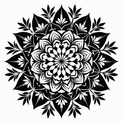 Fototapeta premium FloralNest Mandala Set vector clean black silhouette design white background