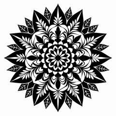 FloralNest Mandala Set vector clean black silhouette design white background