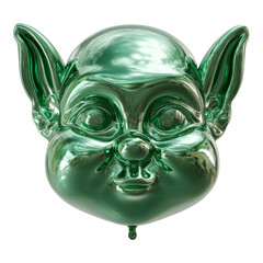 Shiny Green Transparent Cartoon Character Balloon Face
