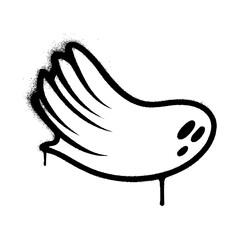 Graffiti Halloween Ghost &ndash; Black and White Cartoon with Ink Drip Effec