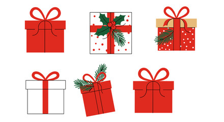 Festive gift boxes holiday celebration digital illustration merry environment top-down view christmas concept. Vector illustration