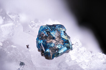 Polybasite -tac crystal. Specimen from Clara Mine, Oberwolfach, Germany. Micro photography extreme close-up. microscope mineral crystal photography for Scientific use.

