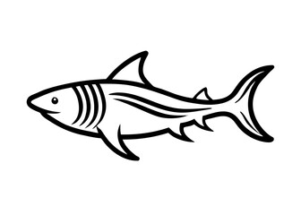 A beautiful unique icon of tiger shark silhouette vector illustration icon , logo type.