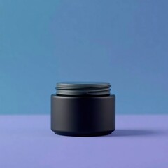 Black jar with purple background.