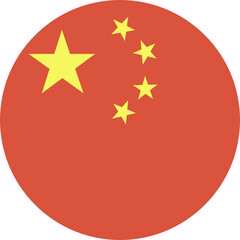 China flag. National round flag of China. Chinese  flag circle icon.