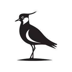 Elegant Lapwing Bird Vector Silhouette Artwork Featuring Graceful Crest and Distinctive Wing Patterns, Perfect for Nature-Inspired Designs, Wildlife Illustrations, Ornithology Projects, and Artistic D
