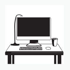 computer monitor with mouse and keyboard