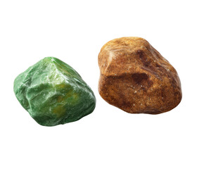 Two stones, one green, one brown