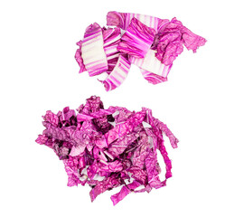 Purple cabbage slices isolated on a white background