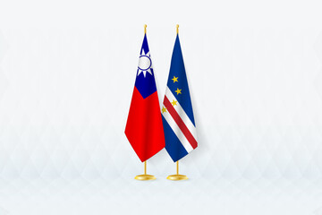 Taiwan and Cape Verde Flags Side by Side, Symbol of International Partnership.