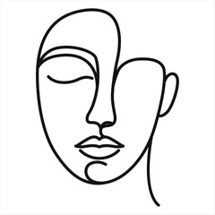 Minimalist One Line Abstract Face Art