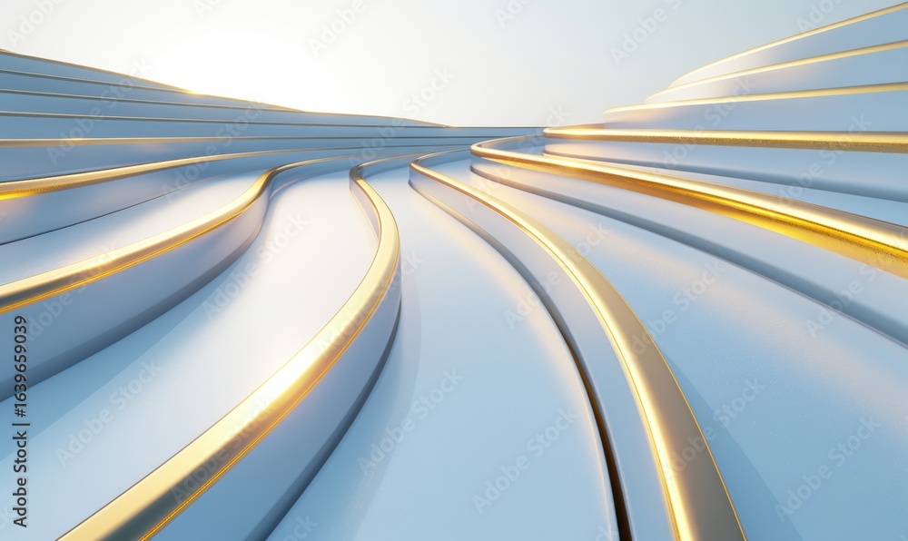 Poster abstract golden curves and lines in modern design minimalist background