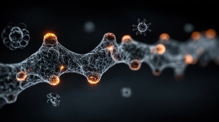 A glowing, decentralized network of nodes with no central hub, representing technology or a Decentralized Autonomous Organization