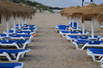 Colmo de palha, chapéu de sol, praia, areia, férias, relax, Descanso, turismo, vida, Poro Santo,...
