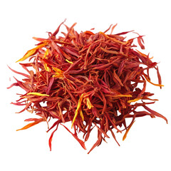 Naklejka premium Dried Saffron Threads Spice Closeup Exotic Red Orange