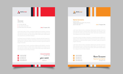 Red And Yellow Modern Business Letterhead Simple Clean Template Design
