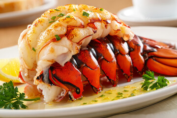 grilled lobster on white plate